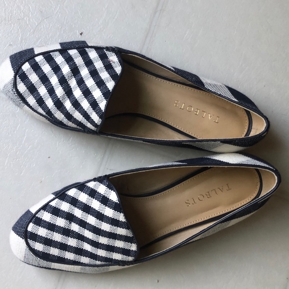 Talbots Navy Blue - Gingham Canvas Loafers 8.5M 🎈 - Picture 2 of 10